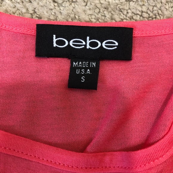 BEBE Set Long Sleeve Ruched Cowl Neck Top Plus Matching Tank Coral Sz S - Picture 10 of 11